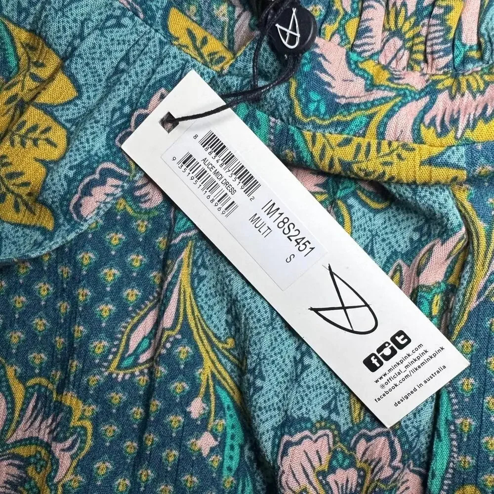 NWT MINKPINK Women’s Floral Print Alice Midi Dress — SMALL - Picture 7 of 7